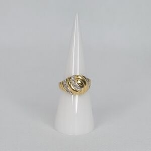 18k Yellow Gold White Gold Diamond Accent Cocktail Ring size 7